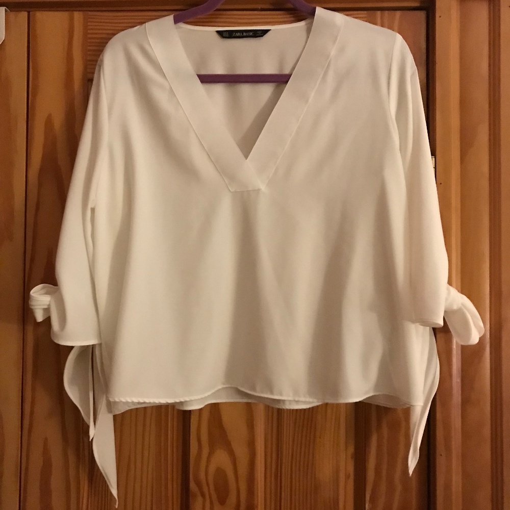 🌟New🌟 Zara White Blouse W/ Bows